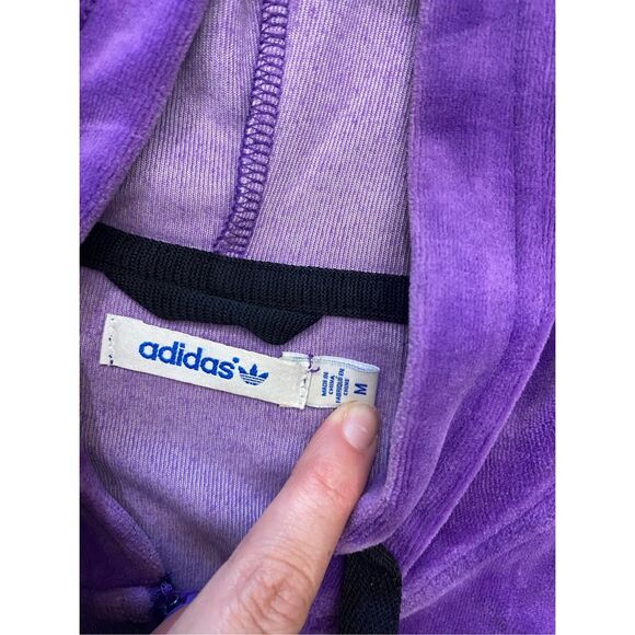 Adidas Originals Hooded Velour Track Top Zip-Up Jacket, Size Medium - Picture 4 of 6